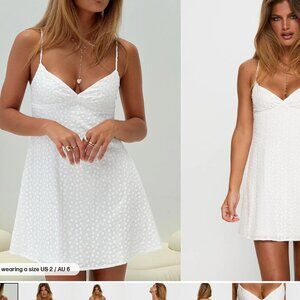 Princess Polly Dearly Embroidered Mini Dress White NWT